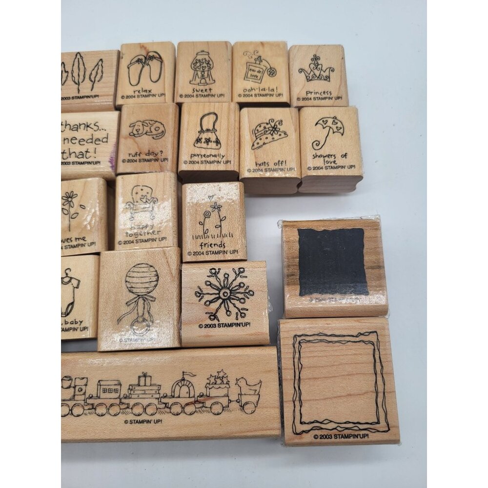 Stampin' Up! Lot of 23 Wood Mounted Rubber Stamps Love Notes, Baby, Thanks. Misc - Picture 6 of 8